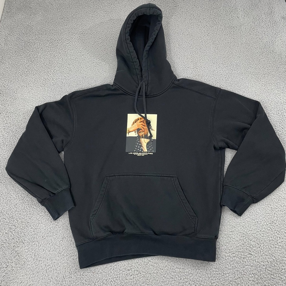 H&M Juice Wrld Hoodie Men M Black Los Angeles Privileges Loose‎ Fit Pullover
